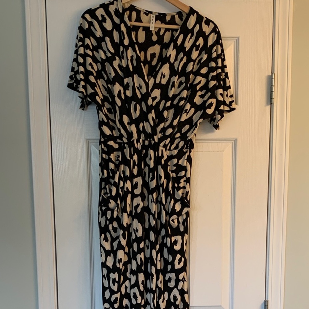 MTS Black and Cream Patterned Midi Dress